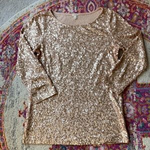 J. Crew Sequin Champagne Top SZ SM